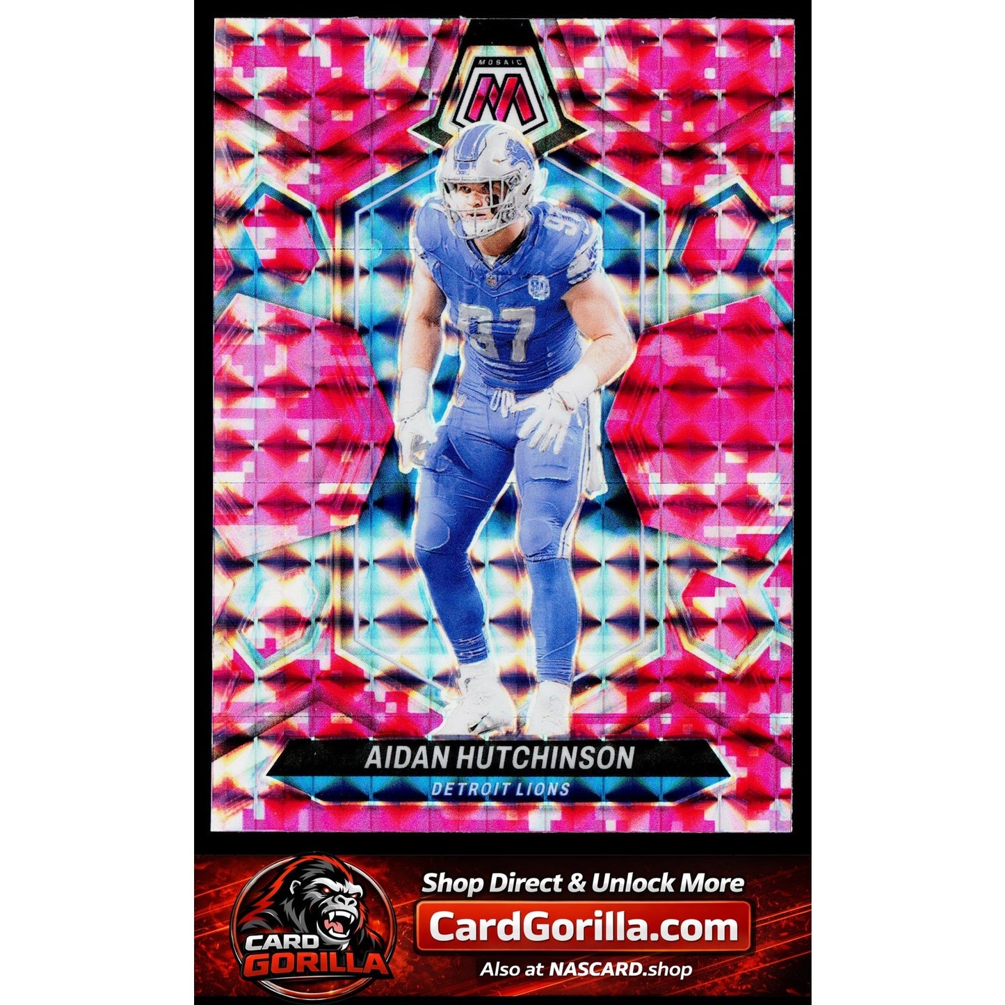 2024 Panini Mosaic #76 Aidan Hutchinson Mosaic Camo Pink