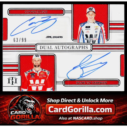 2025 National Treasures Connor Zilisch Shane Van Gisbergen Dual Autographs #/99