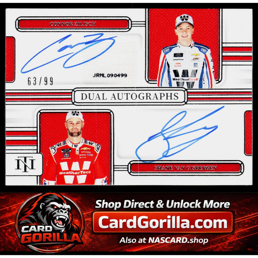 2025 National Treasures Connor Zilisch Shane Van Gisbergen Dual Autographs #/99