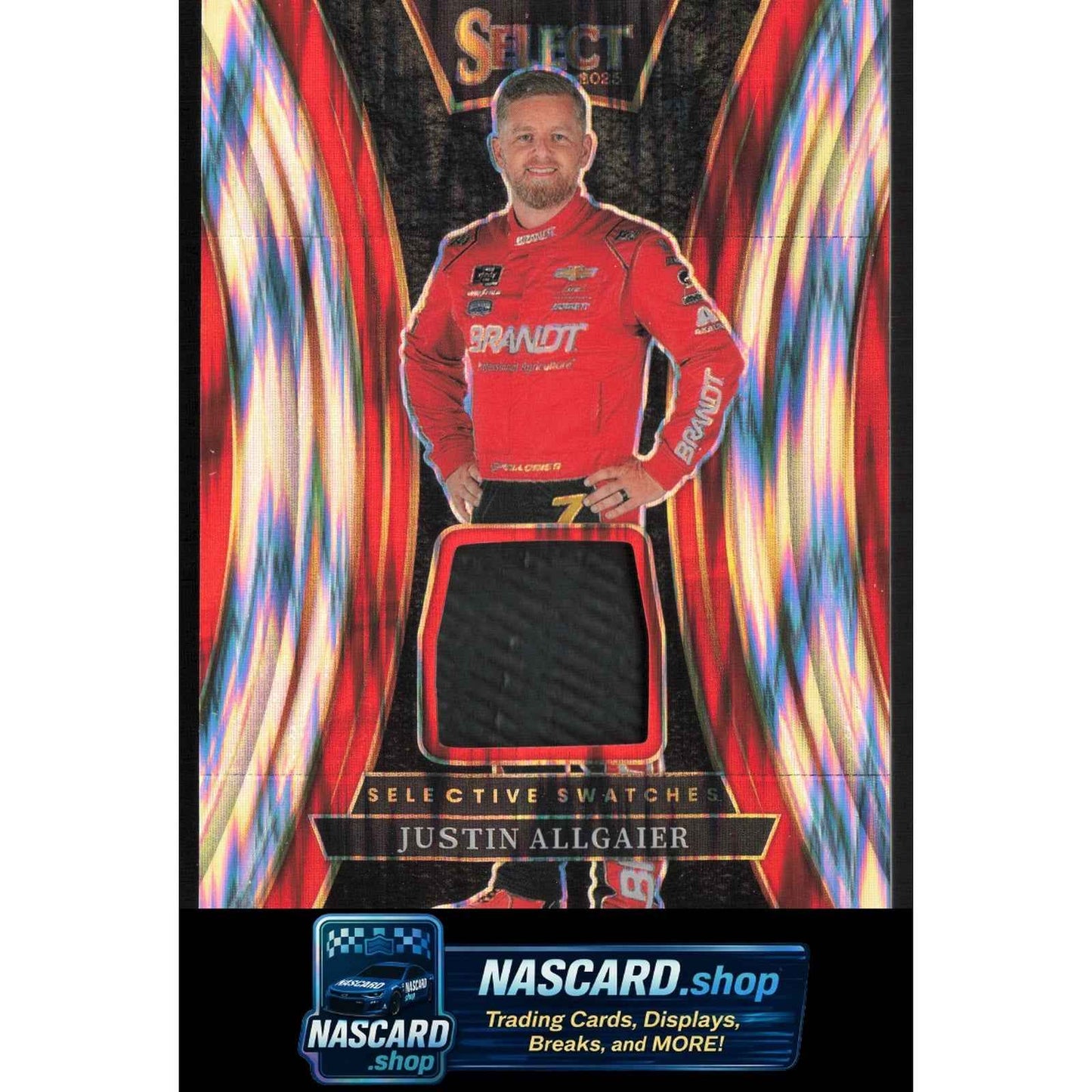 2025 Panini Select #SS-JAL Justin Allgaier Selective Swatches Flash Prizms