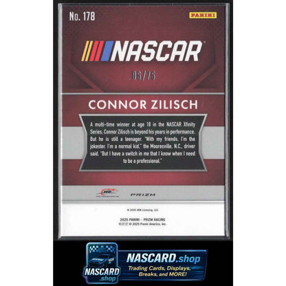 2025 Panini Prizm #178 Connor Zilisch Checkered Flag #/75 RC