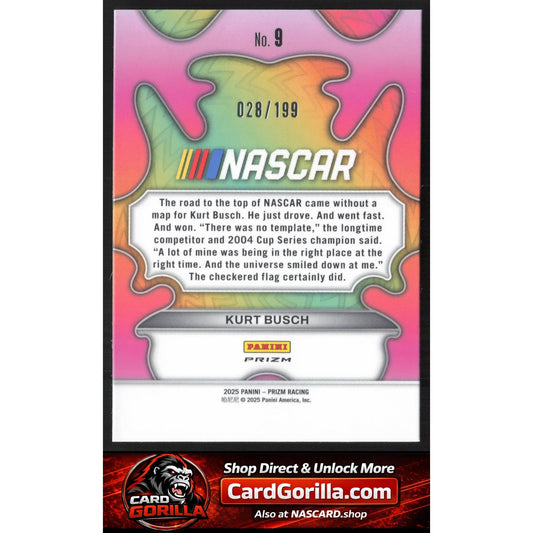 2025 Panini Prizm #9 Kurt Busch Groovy Red Pulsar #/199