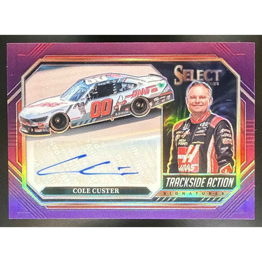 2024 Panini Select Cole Custer Trackside Action Signatures Purple Prizms /49