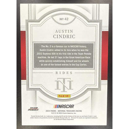 2024 Panini National Treasures Austin Cindric #42 Rides Silver Holo 14/25
