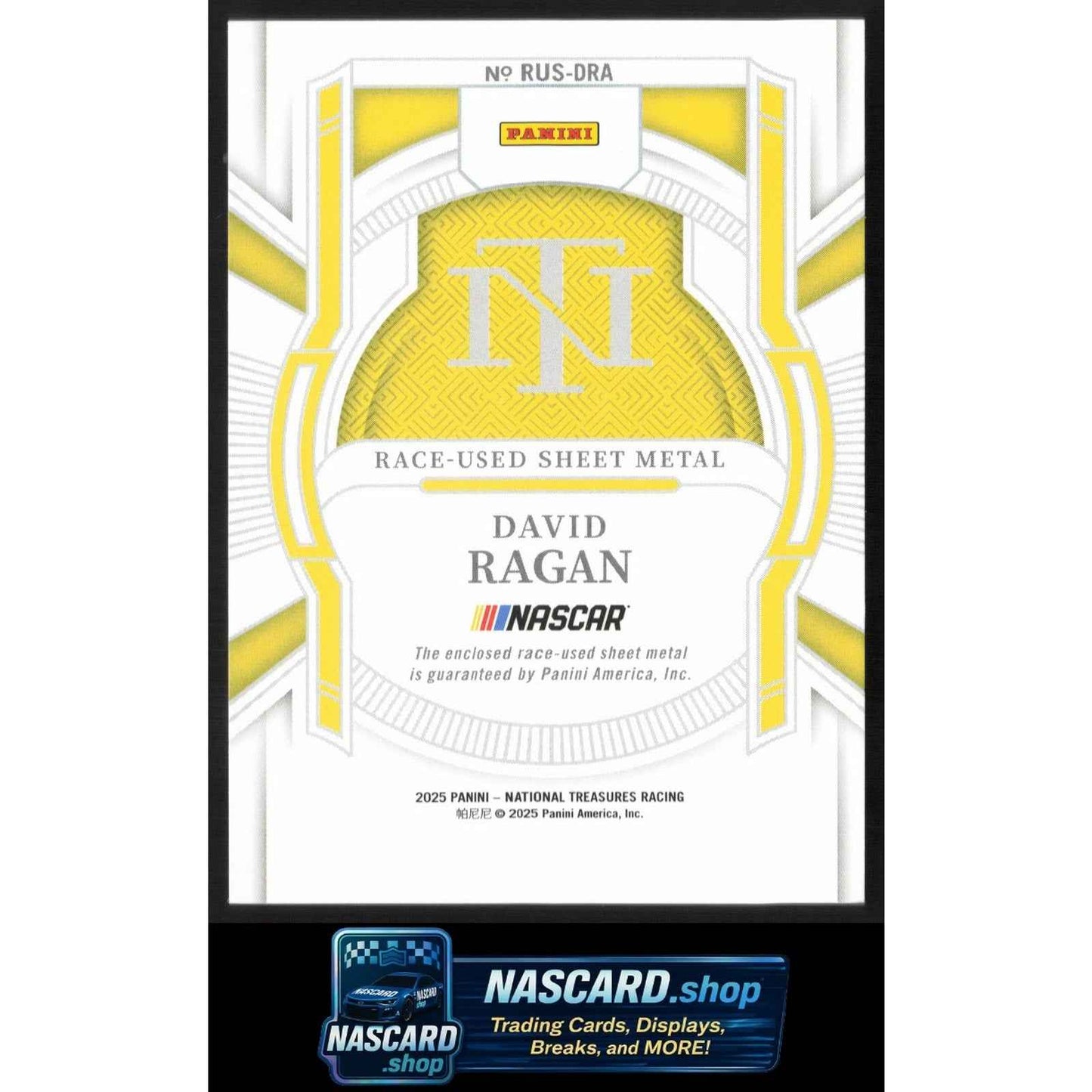 2025 Panini National Treasures David Ragan Race Used Sheet Metal Blue #/75