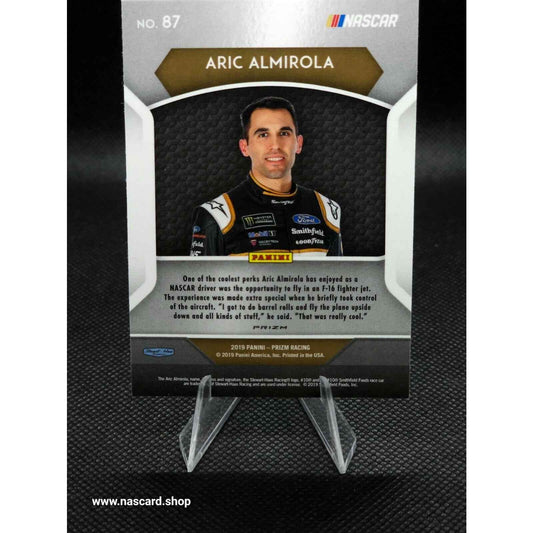 2019 Panini Prizm Power Train White Sparkle Prizm #87 Aric Almirola - NASCARD.shop