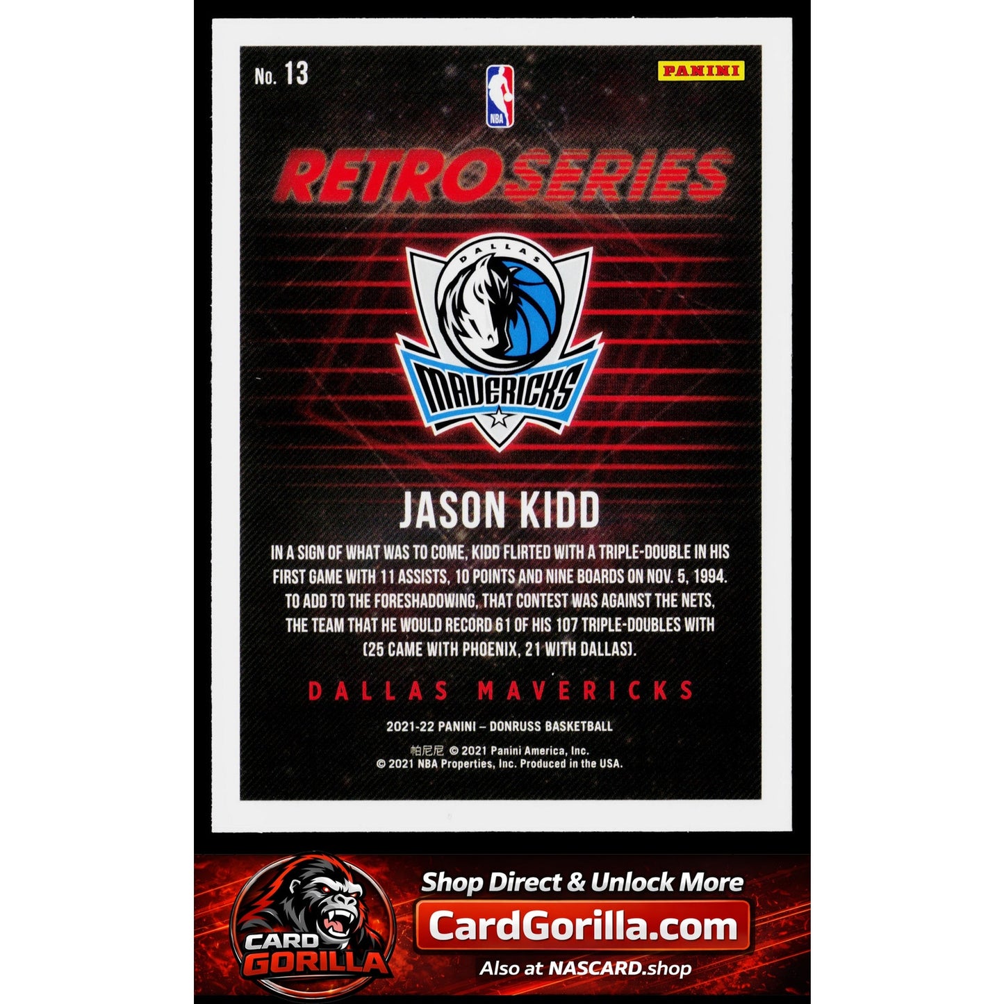 2021-22 Donruss #13 Jason Kidd Retro Series Press Proof
