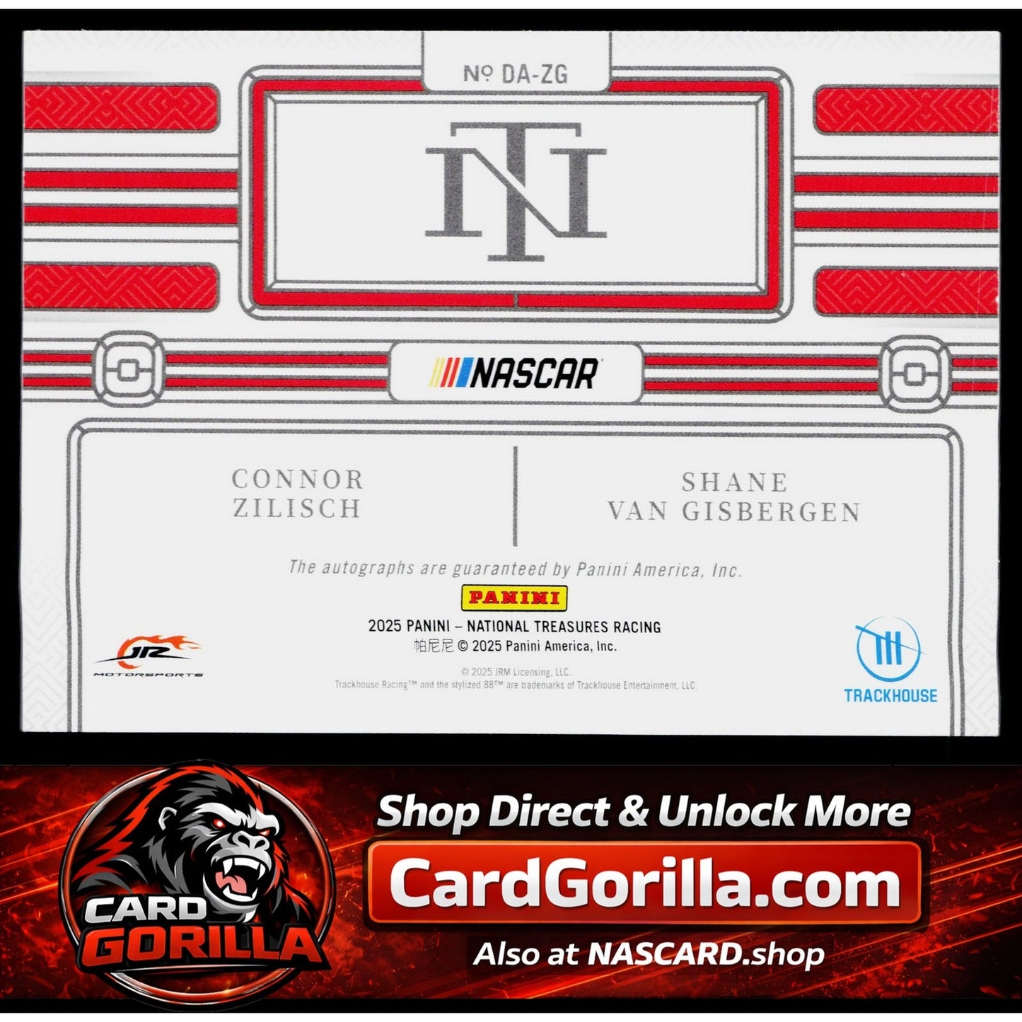 2025 National Treasures Connor Zilisch Shane Van Gisbergen Dual Autographs #/99