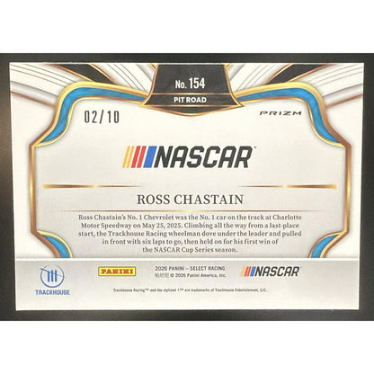 2026 Panini Select NASCAR Ross Chastain #154 Set - Pit Road Gold Prizms 2/10