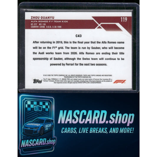 2023 Topps Chrome Formula 1 #119 Zhou Guanyu Mini Diamond Refractor #/299 - NASCARD.shop