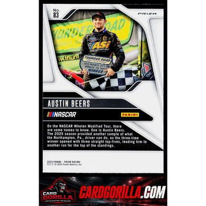 2025 Panini Prizm #83 Austin Beers White Sparkle RC