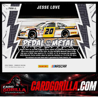 2024 Donruss #PMM-JL Jesse Love Pedal to the Metal Materials