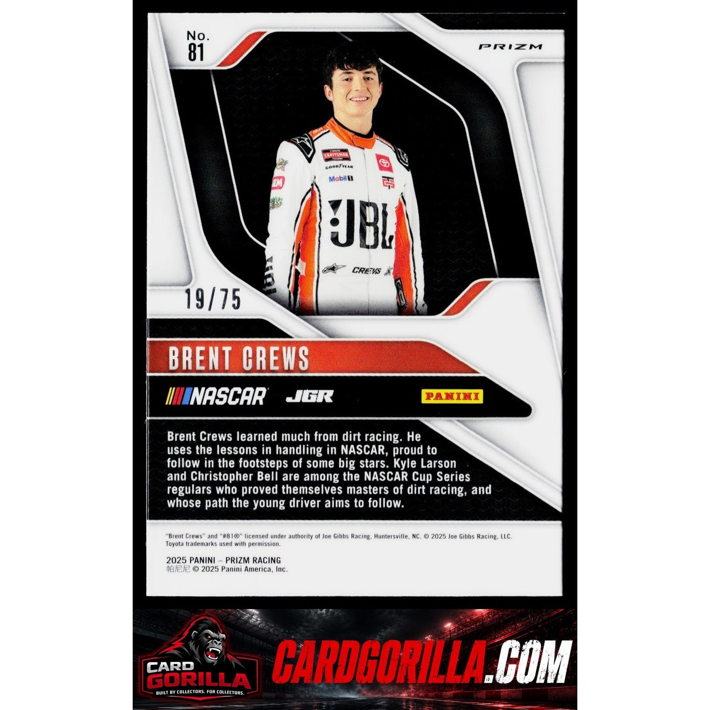 2025 Panini Prizm #81 Brent Crews Checkered Flag #/75