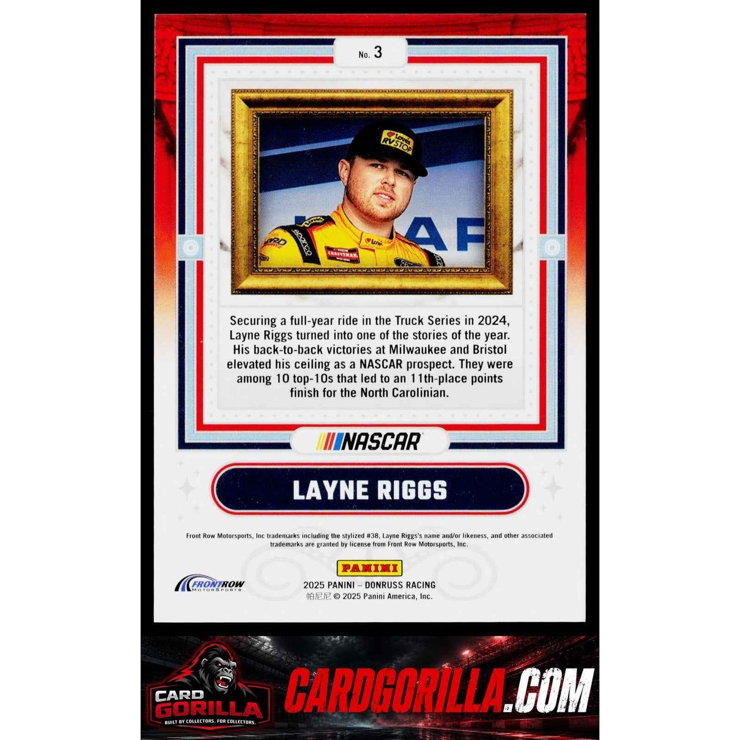 2025 Donruss #3 Layne Riggs Coming Attractions Platinum Diamond #1/1