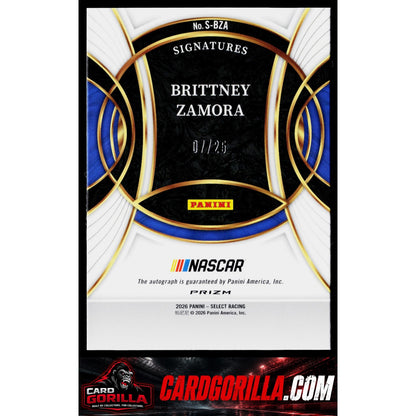 2026 Panini Select #S-BZA Brittney Zamora Signatures Tie-Dye Prizms #/25