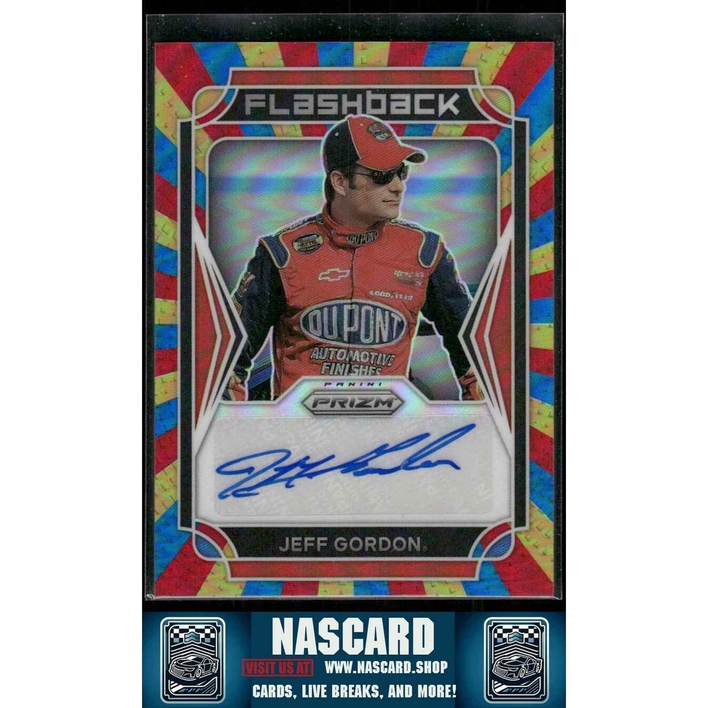 2022 Panini Prizm Racing Flashback Autographs Rainbow Prizm Jeff Gordon 4/5 - NASCARD.shop
