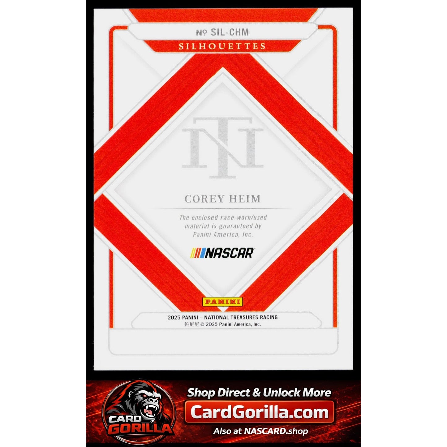 2025 Panini National Treasures #SIL-CHM Corey Heim Silhouettes Holo Silver #/30
