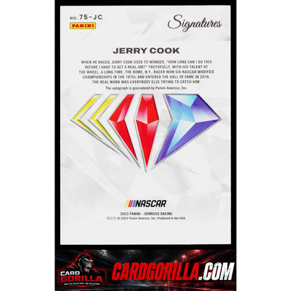 2023 Panini Prime #75-JC Jerry Cook NASCAR 75th Anniversary Signatures