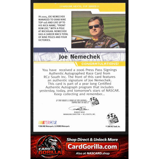 2006 Press Pass #NNO Joe Nemechek Signings
