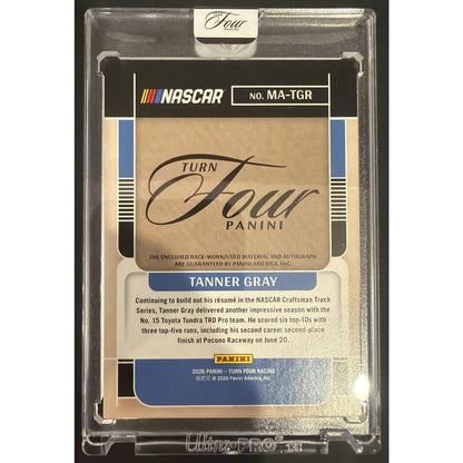2026 Panini Turn Four Racing Tanner Gray #15 Jumbo Memorabilia Auto Red /15 MEM
