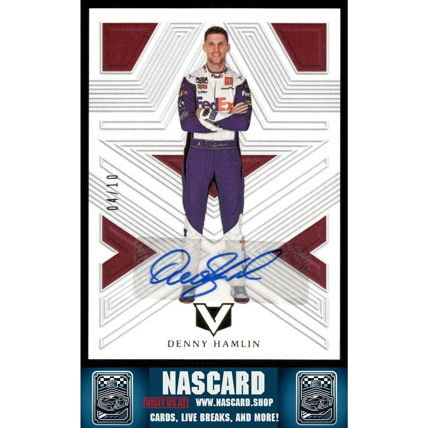 2023 Panini Chronicles - Vertex Autographs Gold Denny Hamlin #17 /10 - NASCARD.shop