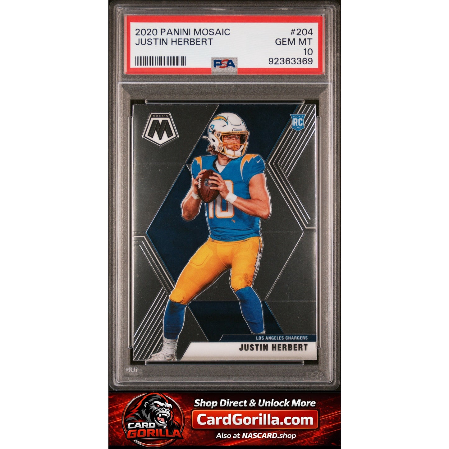 2020 Panini Mosaic #204 Justin Herbert RC PSA 10