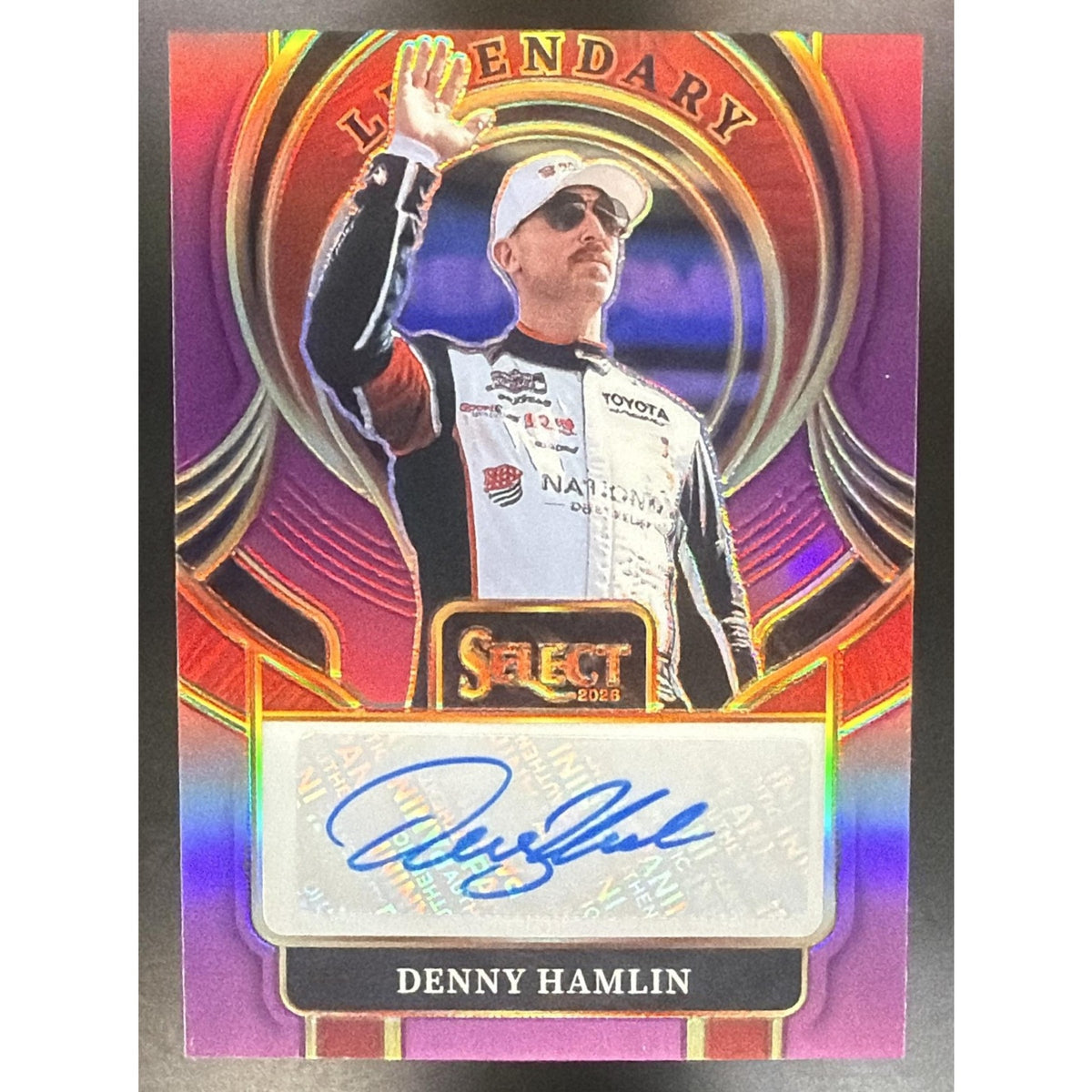 2026 Panini Select NASCAR Denny Hamlin Legendary Signatures Purple Prizms /49