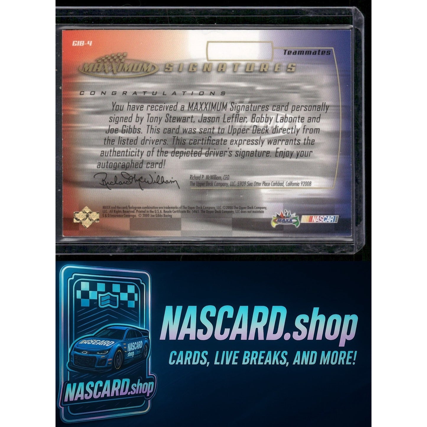 2000 Maxximum Tony Stewart Jason Leffler Bobby Labonte Joe Gibbs Auto 20/100 - NASCARD.shop