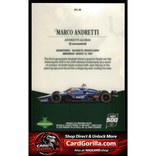 2025 Parkside Indy 500 Pacific #29 Marco Andretti Red V2