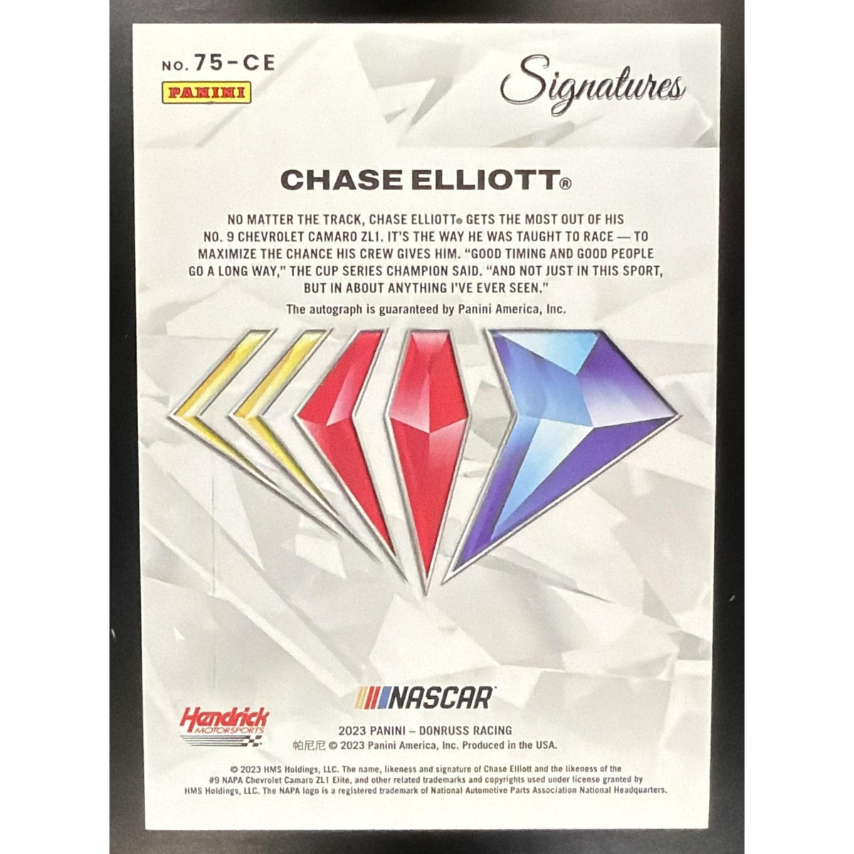 2026 Panini Donruss Racing 75th Anniversary Signatures Chase Elliott Holo 64/75