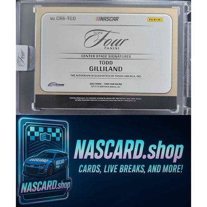2025 Panini Turn Four #CSS-TGD Todd Gilliland Center Stage Signatures Gold #/10