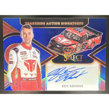 2026 Panini Select NASCAR Ben Rhodes Trackside Action Signatures Blue Prizms /99