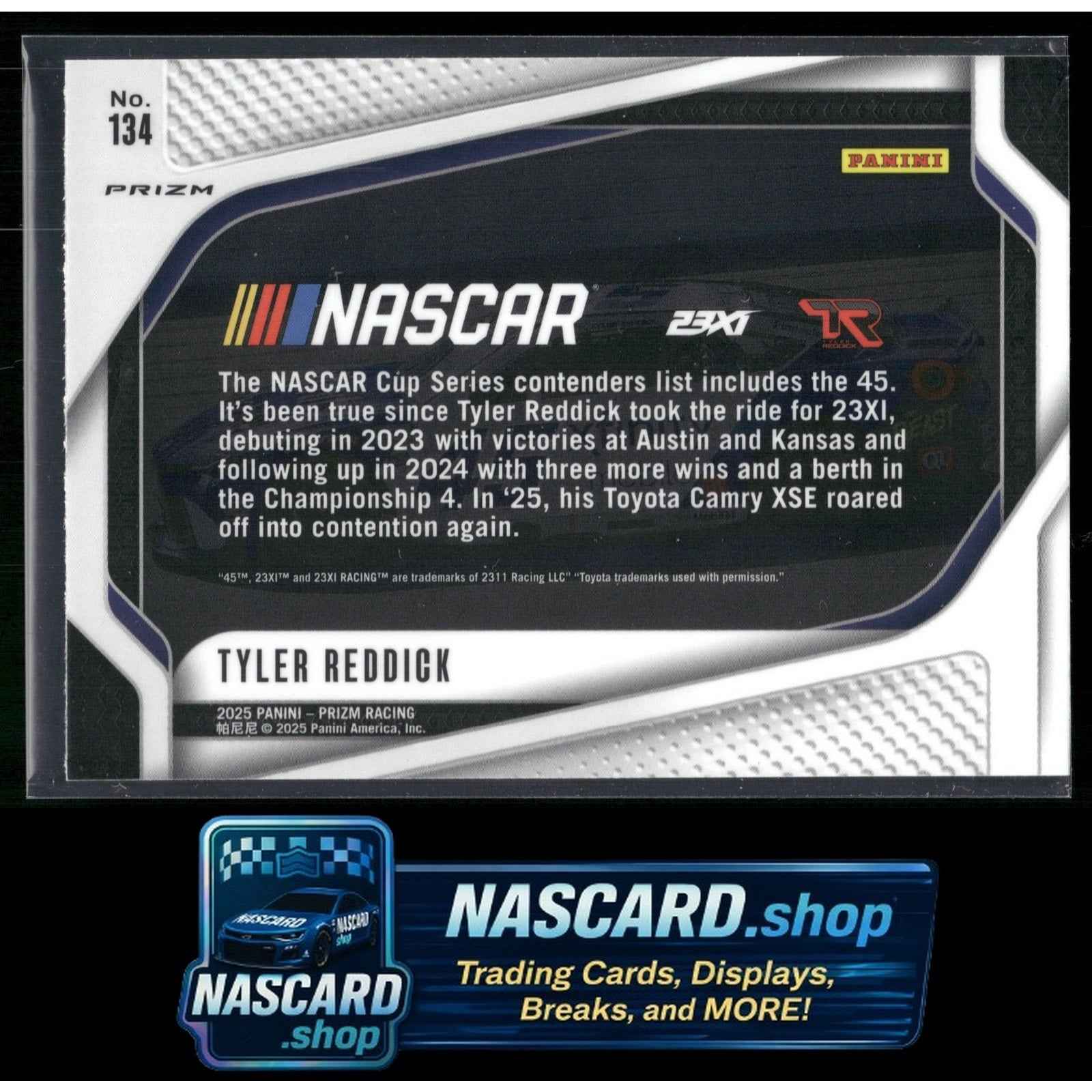 2025 Panini Prizm #134 Tyler Reddick White Sparkle