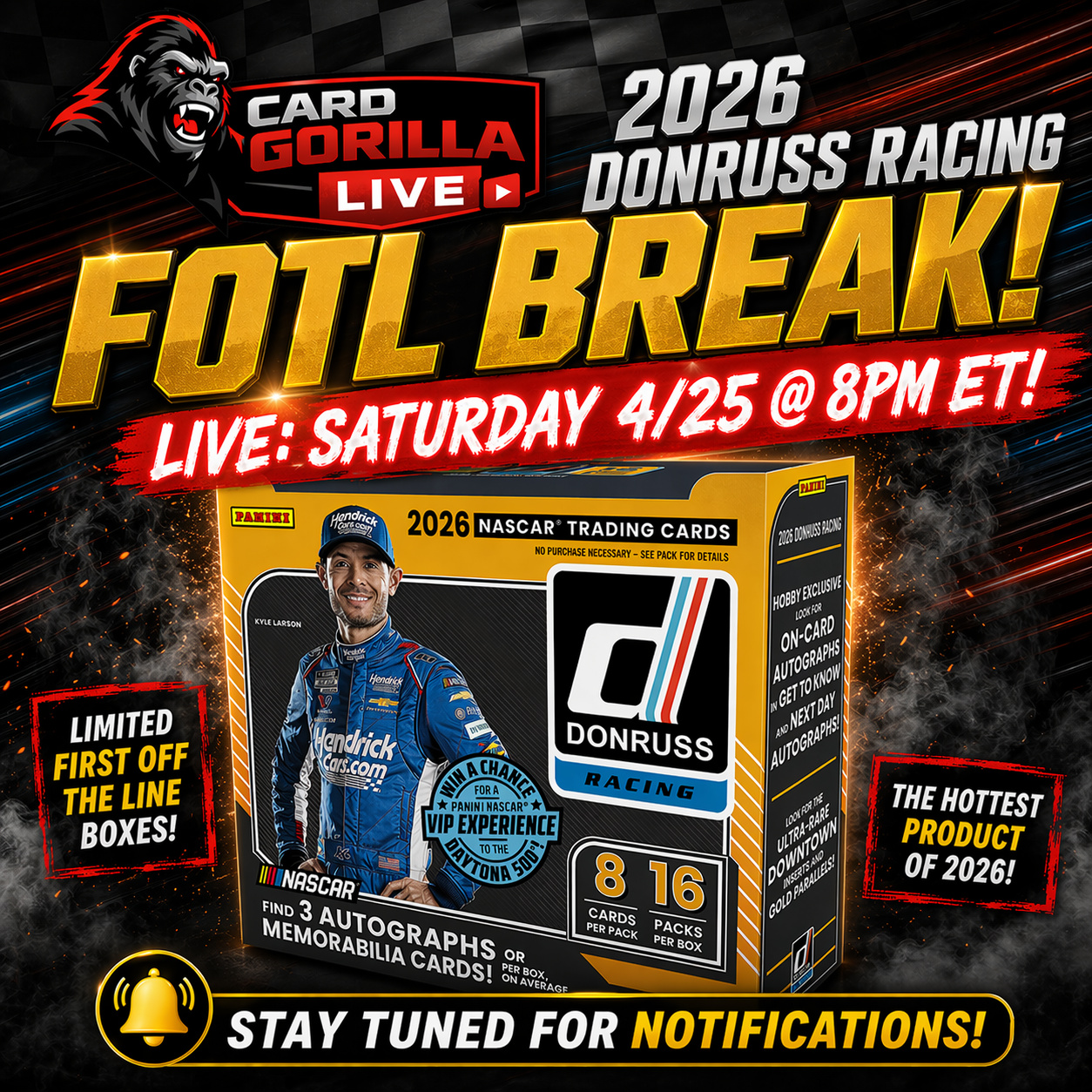 2026 Donruss Racing FOTL FULL CASE - PICK YOUR DRIVER - April 25th 8:00 PM ET