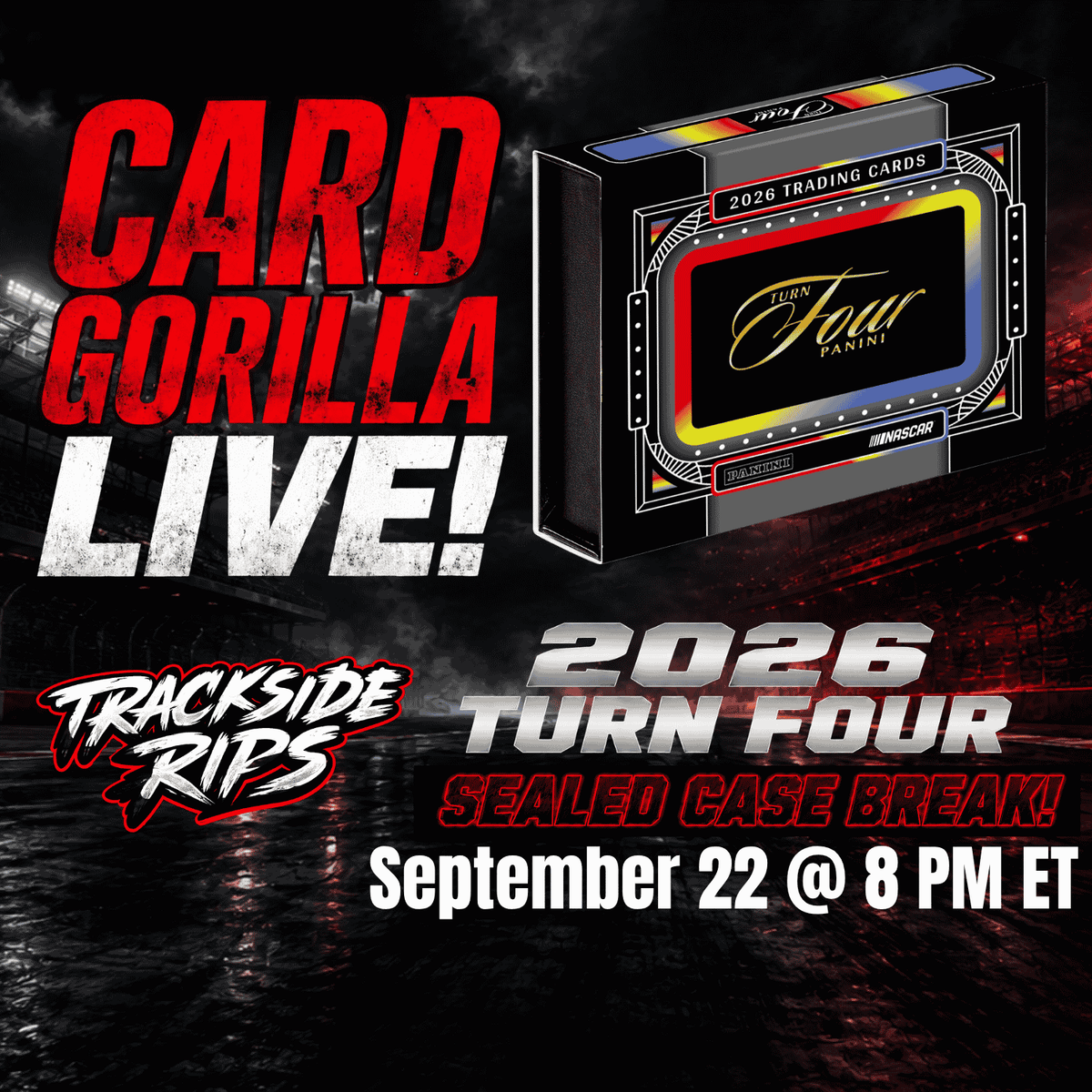 SPOTS GO LIVE TONIGHT! 2026 Panini Turn Four Racing Sealed Case - Pick Your Driver - September 22, 2026