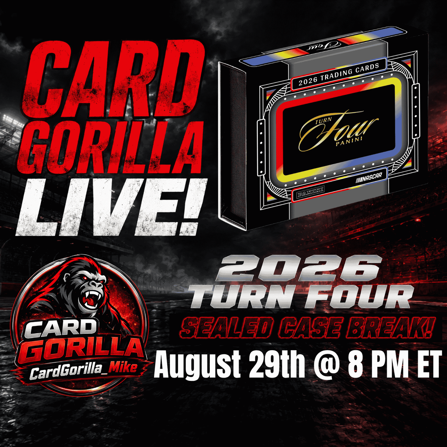 SPOTS LIVE TONIGHT! 2026 Panini Turn Four Case w/ Mike! - Pick Your Driver - August 28, 2026