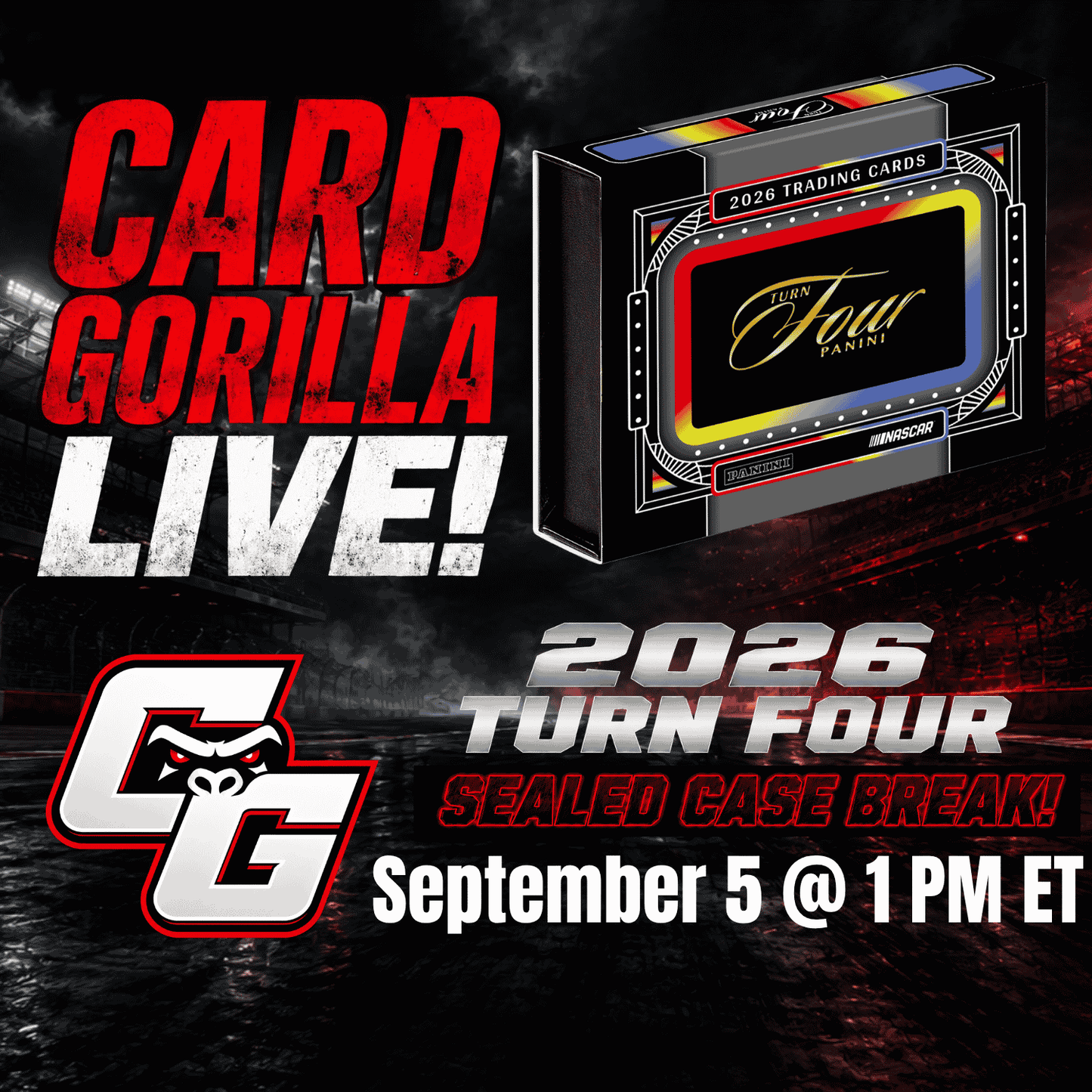 SPOTS LIVE TONIGHT! 2026 Panini Turn Four Racing Sealed Case - Pick Your Driver - September 5, 2026