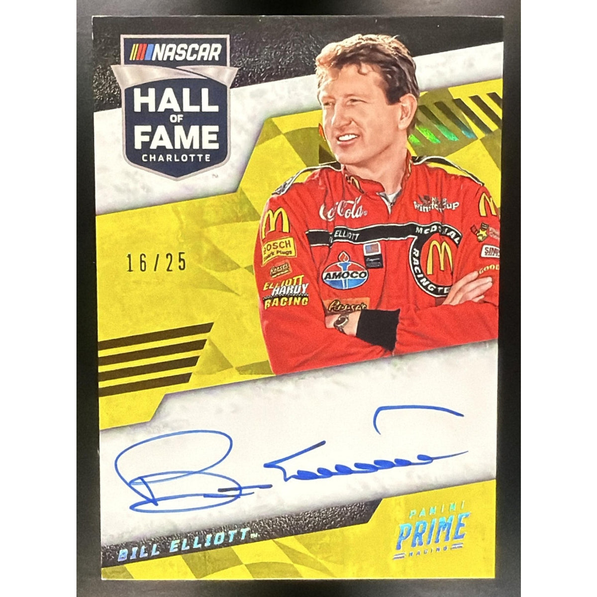 2023 Panini Prime Bill Elliott #HFS-BET Hall of Fame Signatures Holo Gold /25