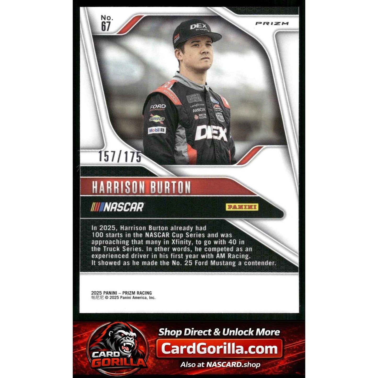 2025 Panini Prizm #67 Harrison Burton Red Power #/175