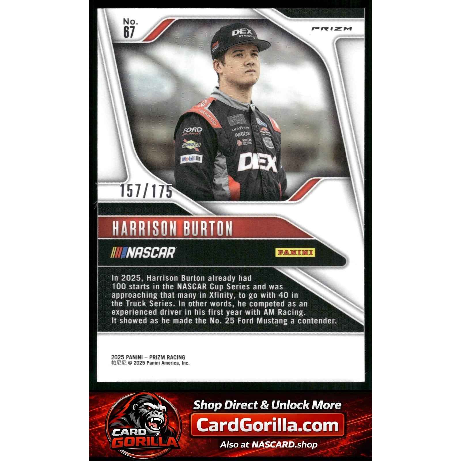 2025 Panini Prizm #67 Harrison Burton Red Power #/175