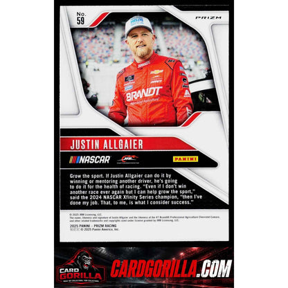 2025 Panini Prizm #59 Justin Allgaier White Sparkle