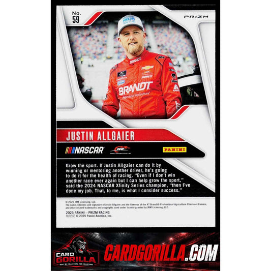 2025 Panini Prizm #59 Justin Allgaier White Sparkle