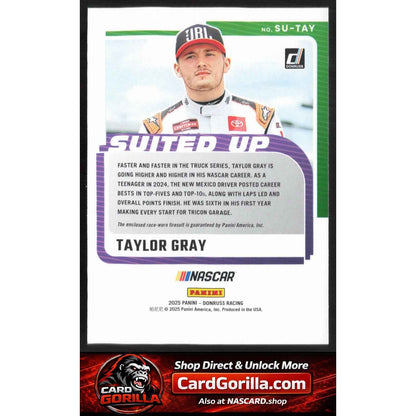 2025 Donruss #SU-TAY Taylor Gray Suited Up Swatches Blue Ice