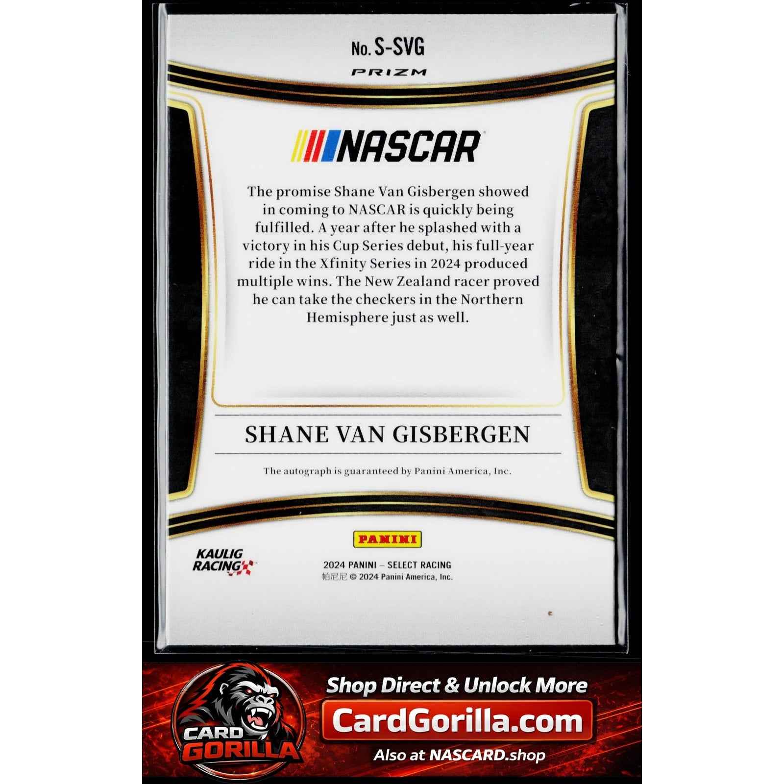 2024 Panini Select #S-SVG Shane Van Gisbergen Signatures RC