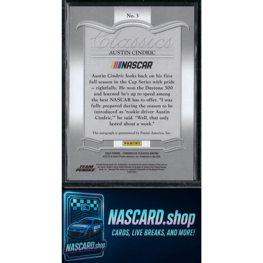2023 Panini Chronicles #3 Austin Cindric Classics Autographs Gold - NASCARD.shop
