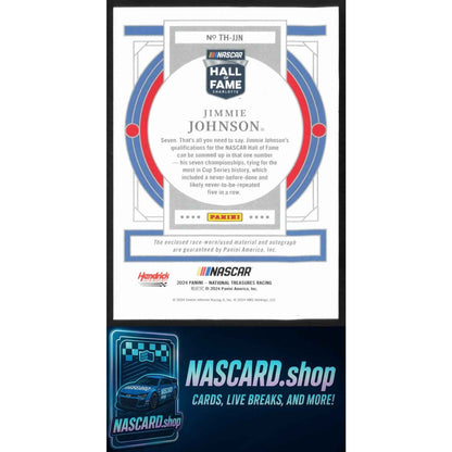 2024 Panini National Treasures #TH-JJN Jimmie Johnson Treasures Of The Hall #/99