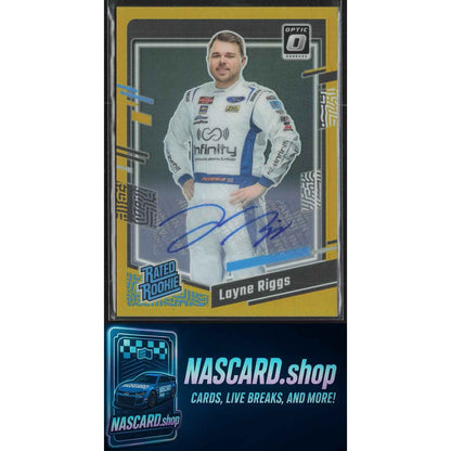 2024 Donruss #97 Layne Riggs Optic Signatures Rated Rookie Gold #/10