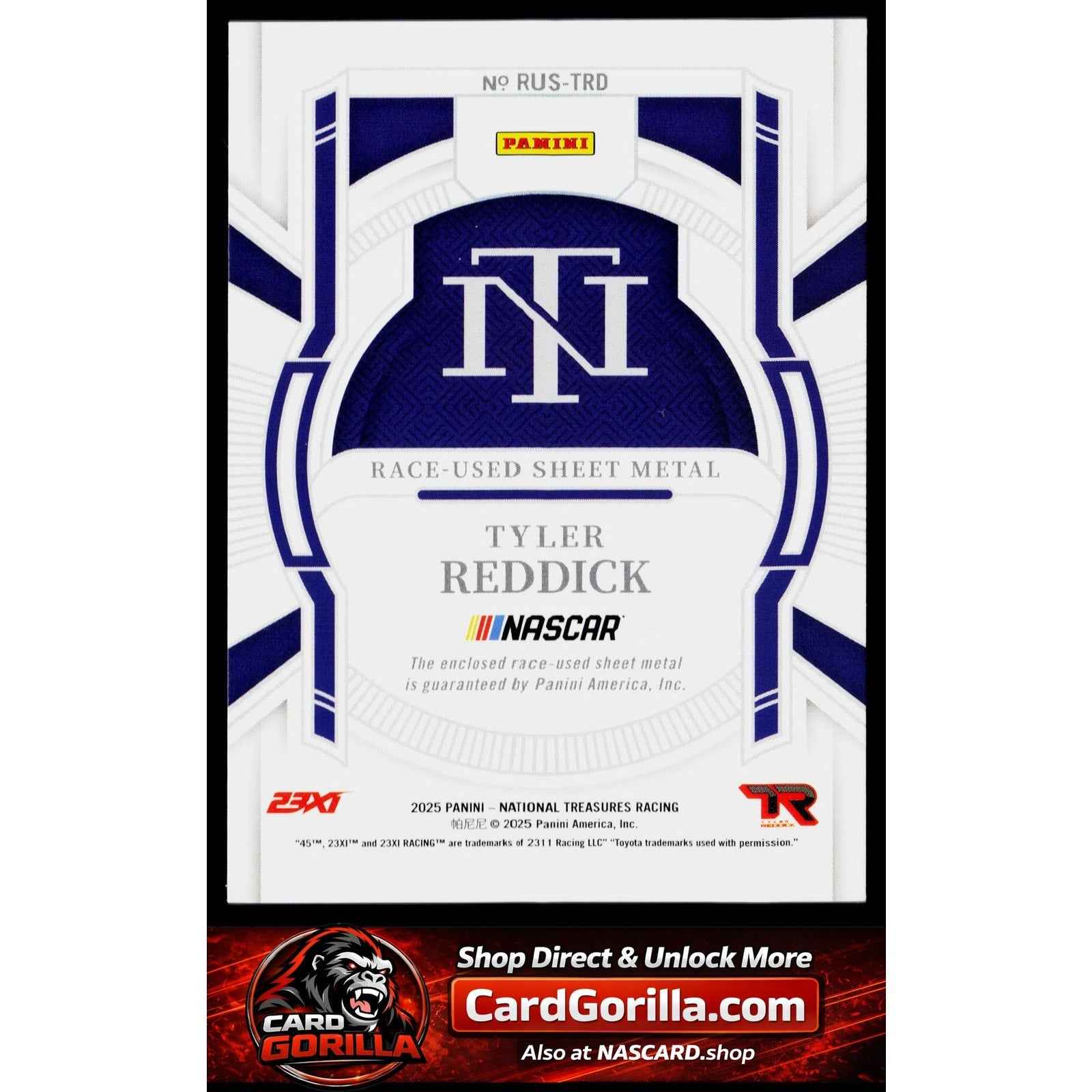 2025 National Treasures Tyler Reddick Race Used Sheet Metal Holo Silver #/25