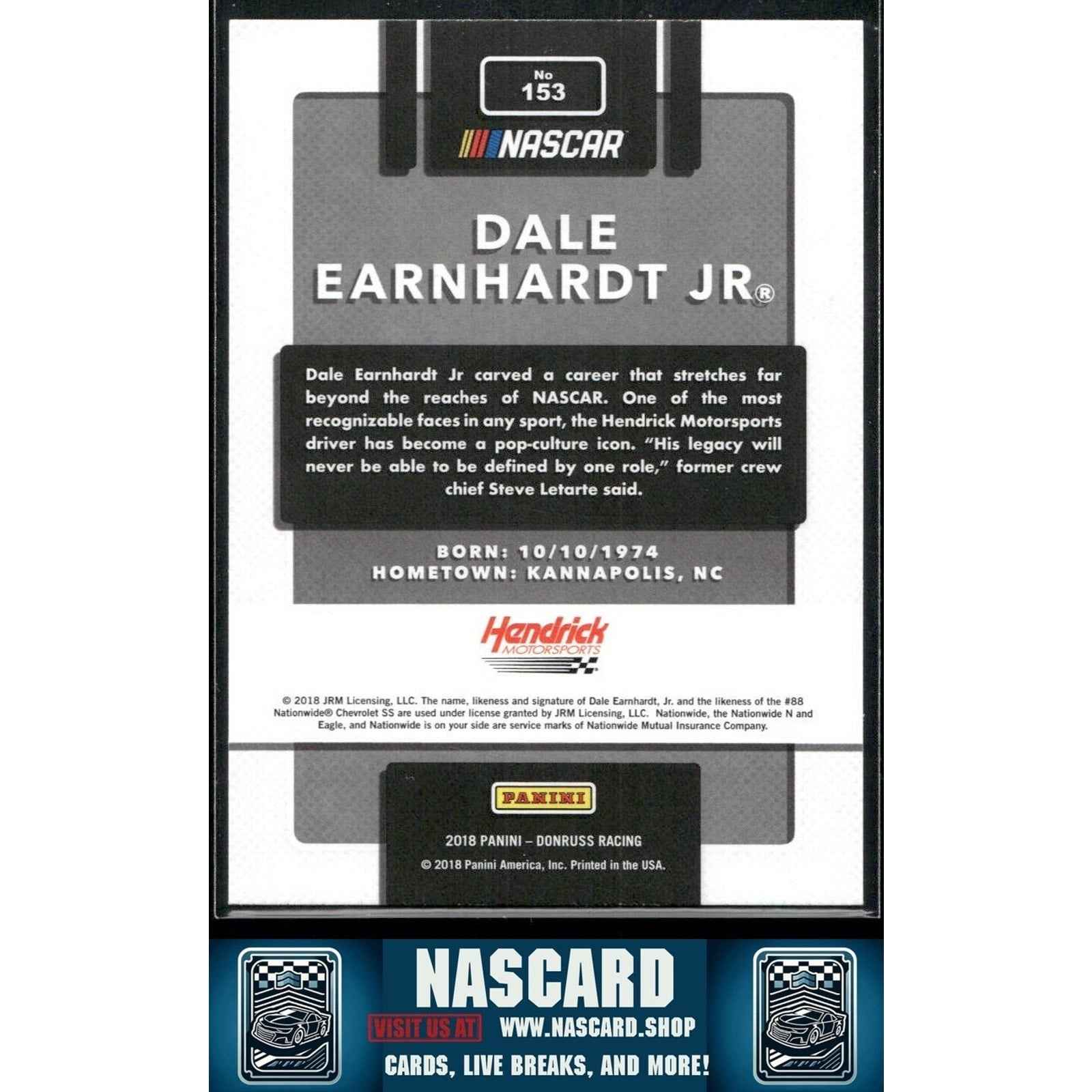 2018 Panini Donruss NASCAR - Legends Buy Back Autographs Dale Earnhardt Jr. 3/5 - Card Gorilla