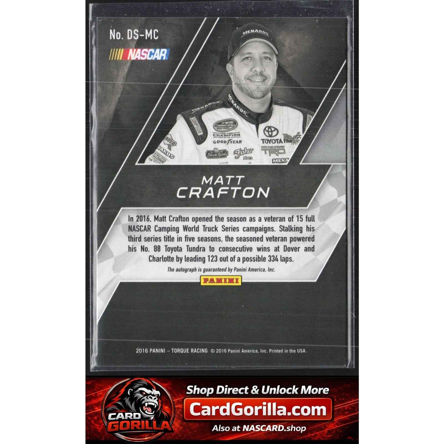 2016 Panini Torque #DS-MC Matt Crafton Driver Scripts Blue #/99